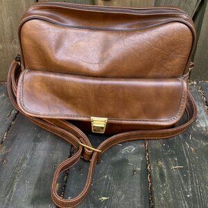 Vintage 1970s AMIIET Leather Camera Bag Brown GENUINE LEATHER Multi Purpose